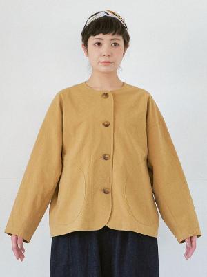 ノーカラージャケット　綿ハイカウント