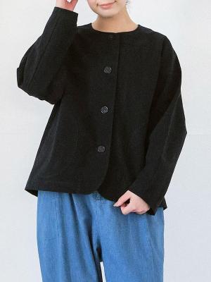 ノーカラージャケット　綿ハイカウント