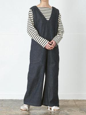 サロペット　綿麻デニム