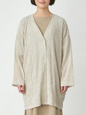 C/PUシャーリングピンストライプコート