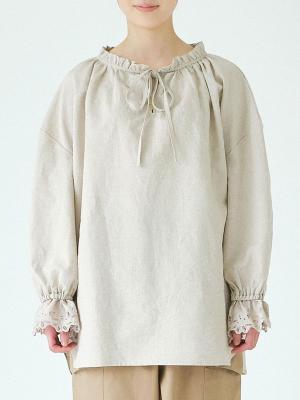 フリル袖プルオーバーブラウス　L/Cオックス