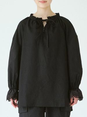 フリル袖プルオーバーブラウス　L/Cオックス