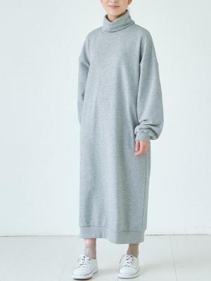 タートルネックロングワンピース　T/C裏毛OP