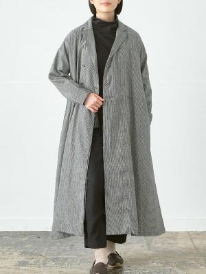 ダブルボタンコート ウールライク千鳥柄