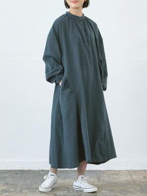 アシンメトリー切り替えワンピース Cツイル起毛