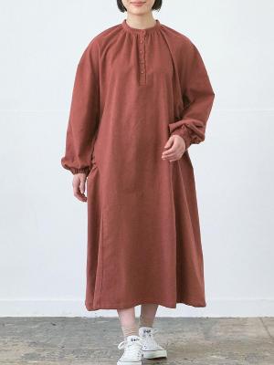 アシンメトリー切り替えワンピース　Cツイル起毛